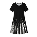 Women's Pleated Gradient Print Dress - Short Sleeve