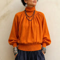 Women's Pleated Shoulder Lantern Sleeve Sweater - Relaxed Fit