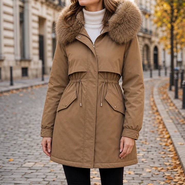Women's Plush-Lined Mid-Length Parka – Slim Fit