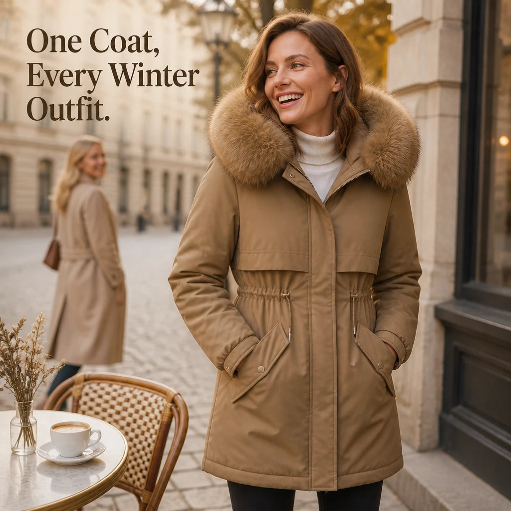 Women's Plush-Lined Mid-Length Parka – Slim Fit