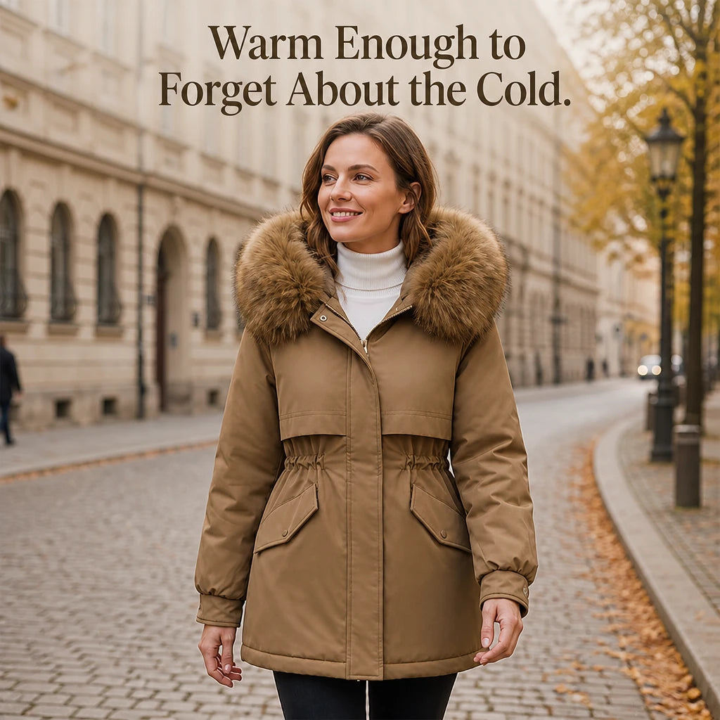 Women's Plush-Lined Mid-Length Parka – Slim Fit