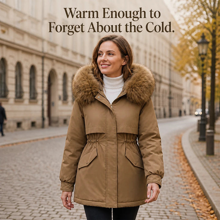 Women's Plush-Lined Mid-Length Parka – Slim Fit