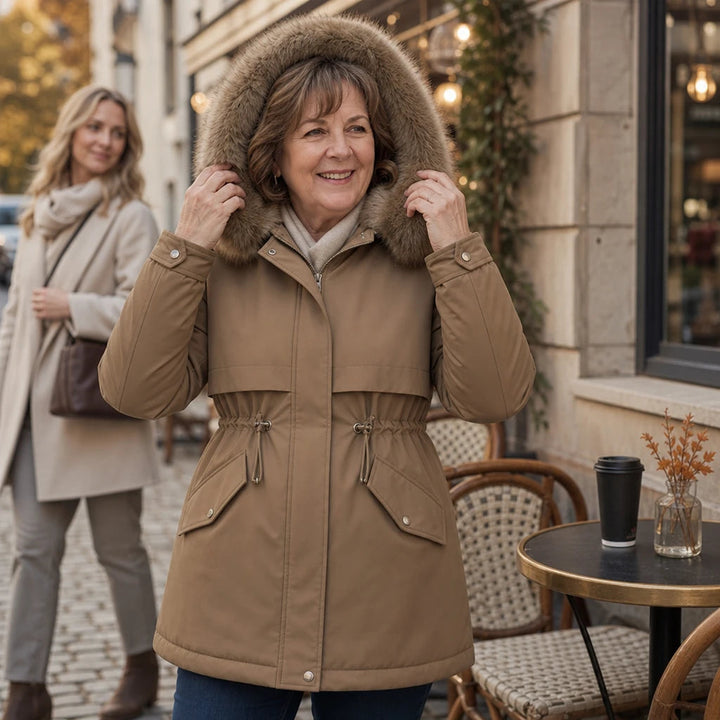 Women's Plush-Lined Mid-Length Parka – Slim Fit