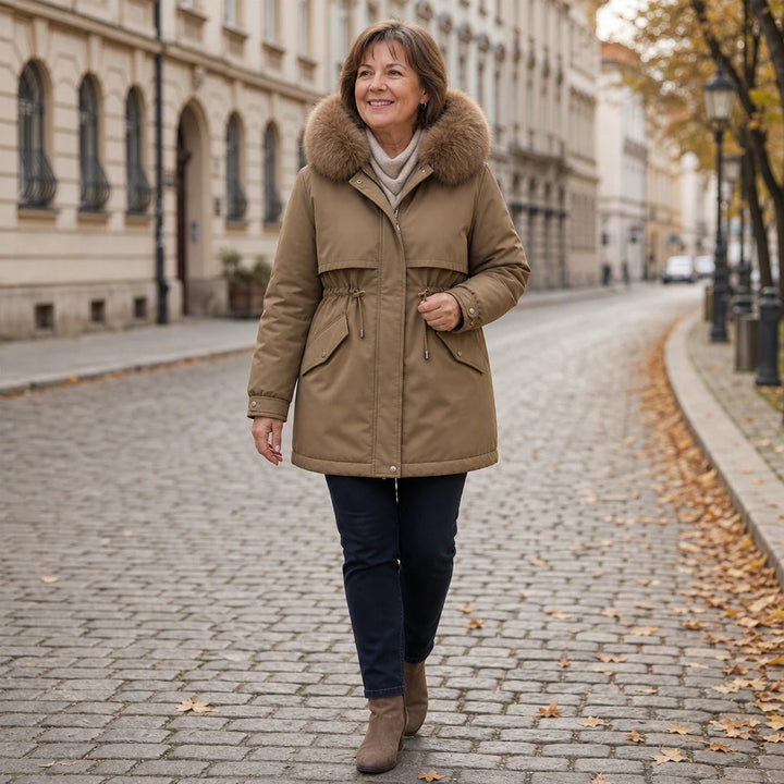 Women's Plush-Lined Mid-Length Parka – Slim Fit