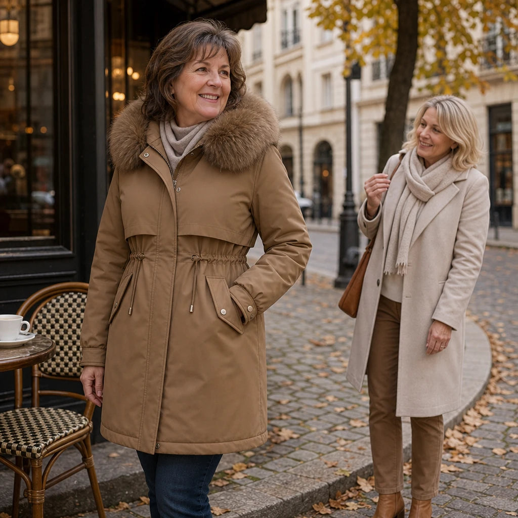 Women's Plush-Lined Mid-Length Parka – Slim Fit