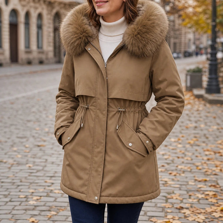 Women's Plush-Lined Mid-Length Parka – Slim Fit
