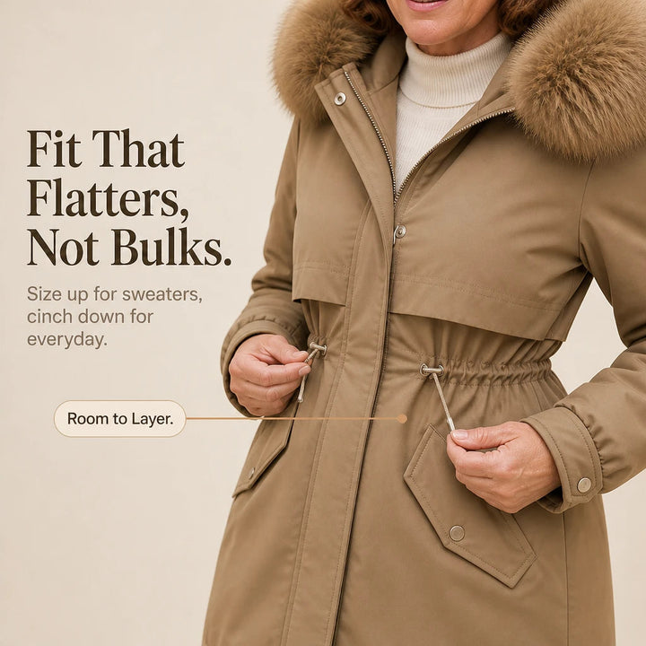 Women's Plush-Lined Mid-Length Parka – Slim Fit