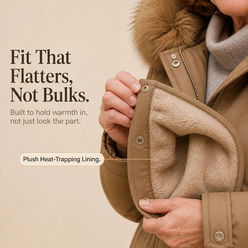 Women's Plush-Lined Mid-Length Parka – Slim Fit