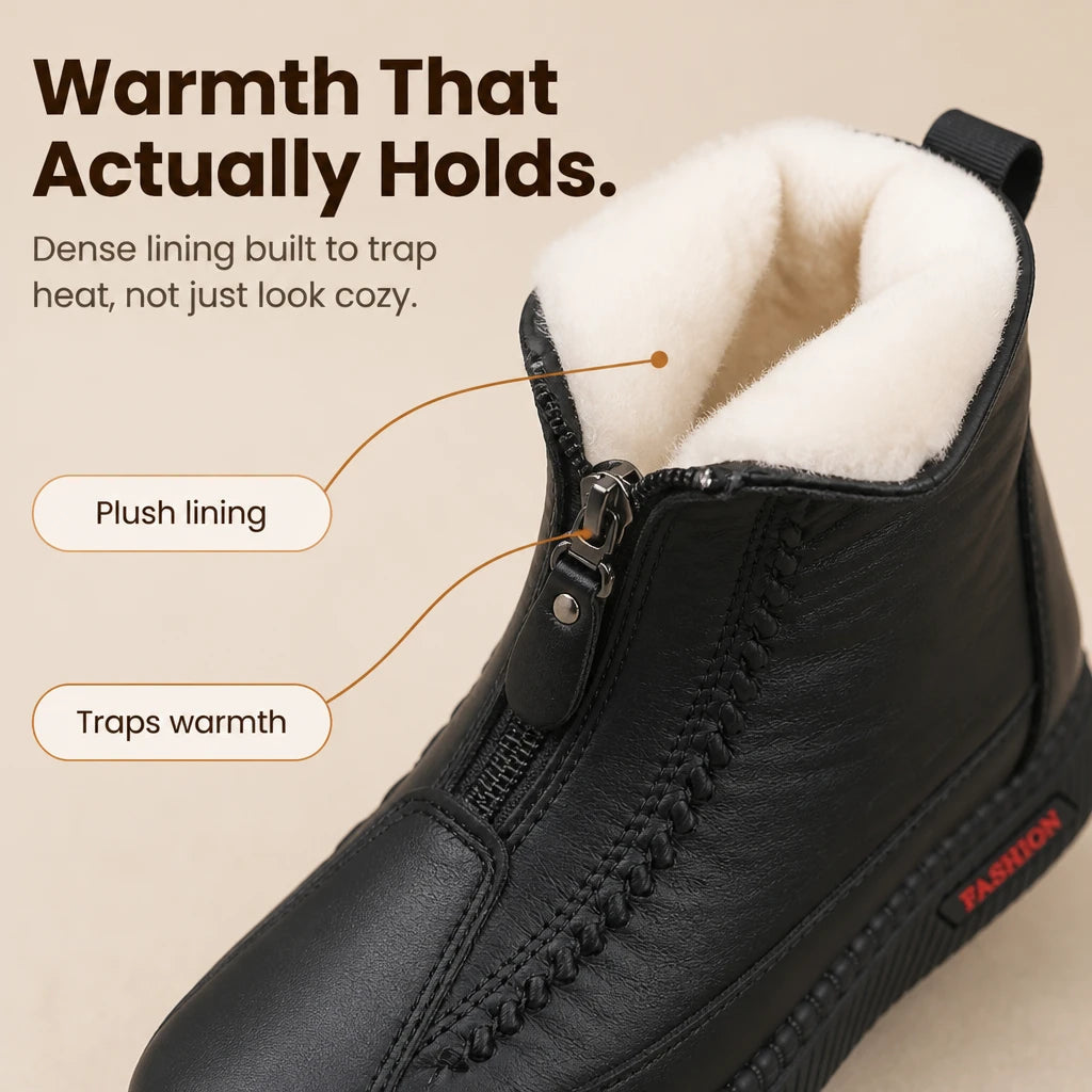 Women's Plush-Lined Zip-Up Ankle Boots - Warm Winter Casual