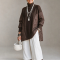 Women's Quilted Panel Turtleneck Pullover - Relaxed Fit