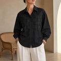 Women's Raised Woven-Check Long-Sleeve Blouse - Relaxed Fit