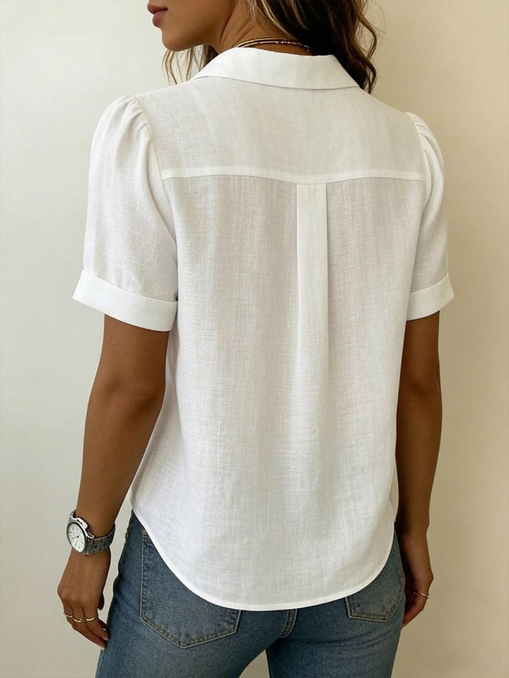 Women's Refined Short-Sleeve Blouse - Effortless Elegance