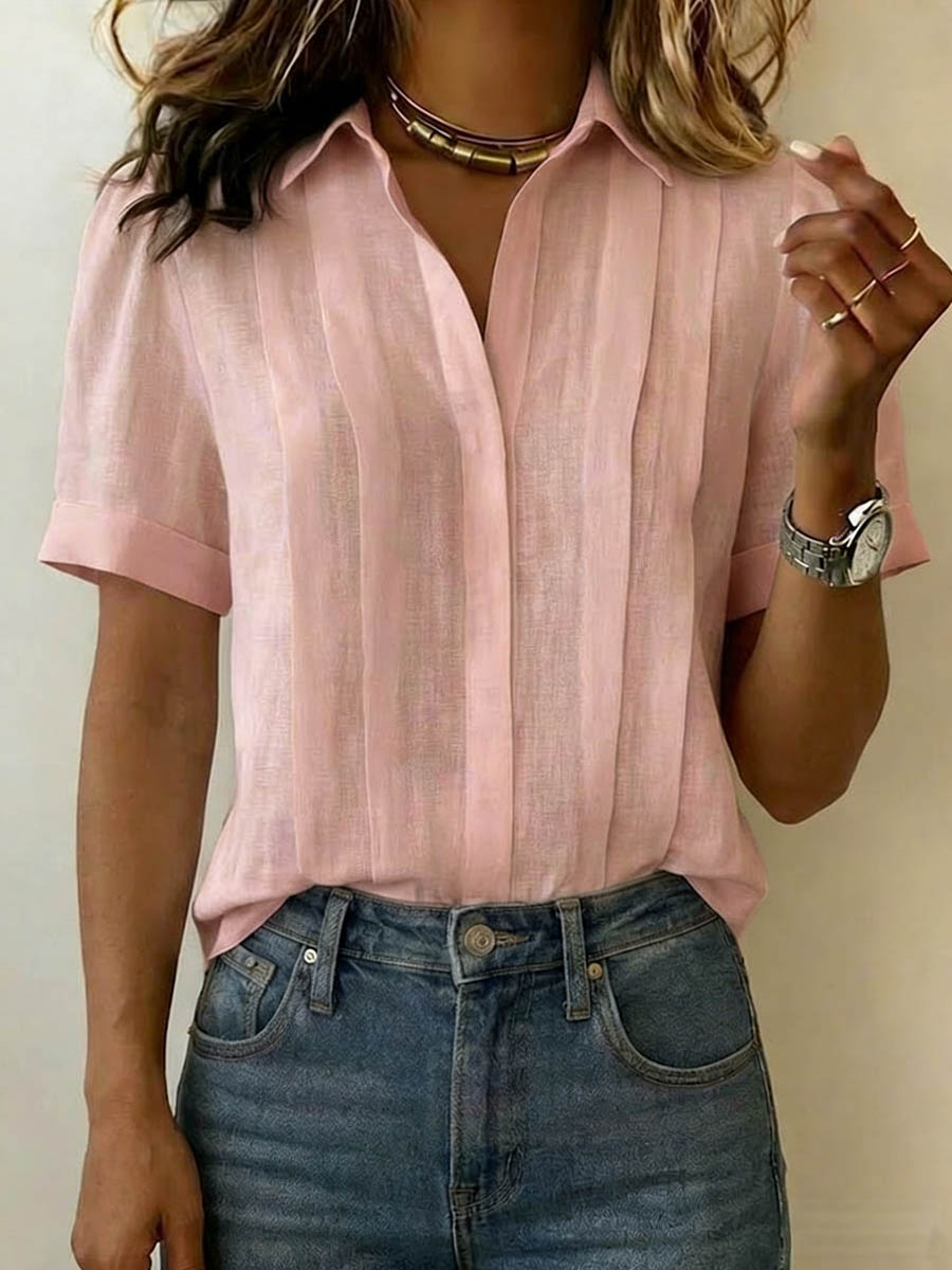 Women's Refined Short-Sleeve Blouse in pink, Effortless Elegance