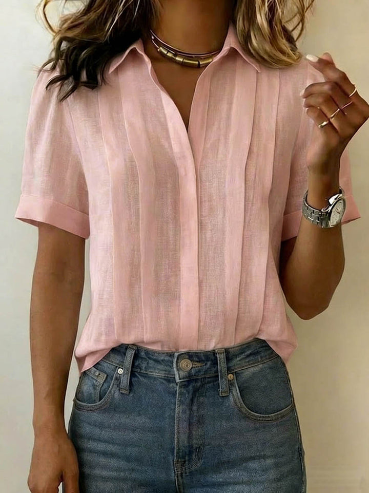 Women's Refined Short-Sleeve Blouse in pink, Effortless Elegance