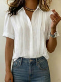 Women's Refined Short-Sleeve Blouse - Effortless Elegance