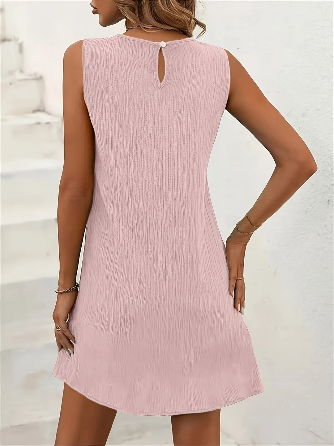 Women's Relaxed Sleeveless Summer Dress - Round Neckline A-Line