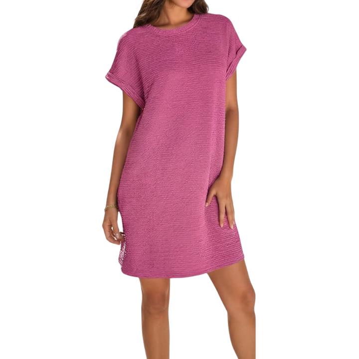 Women's Relaxed Summer Dress with Deep Pockets - Dark Pink