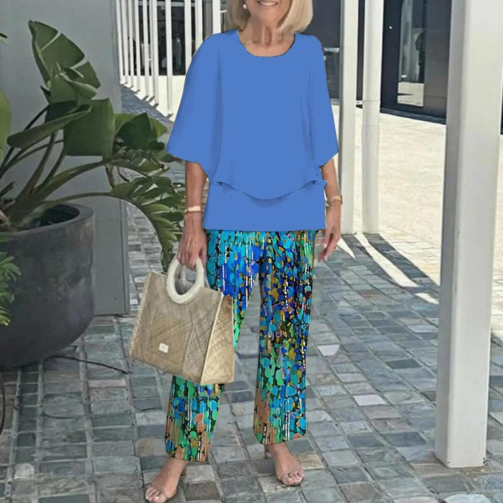 Women's Relaxed Two-Piece Set - Effortless Comfort - Blue