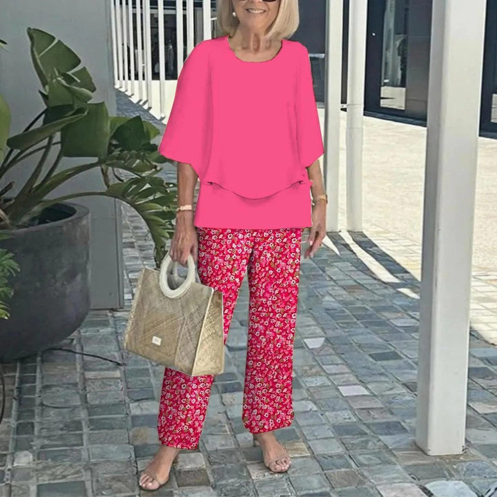 Women's Relaxed Two-Piece Set - Effortless Comfort - Pink