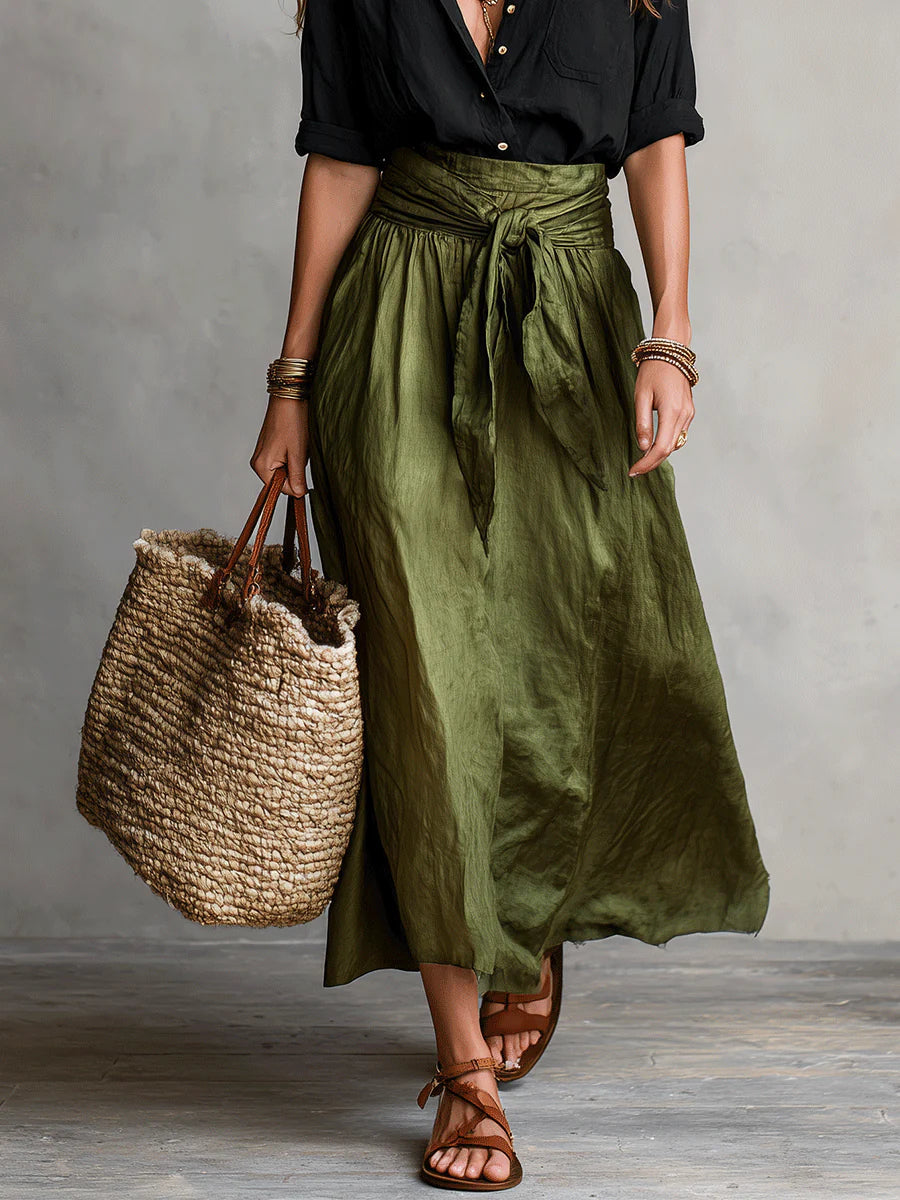Women's Relaxed Two-Piece Set - Shirt & Midi Skirt