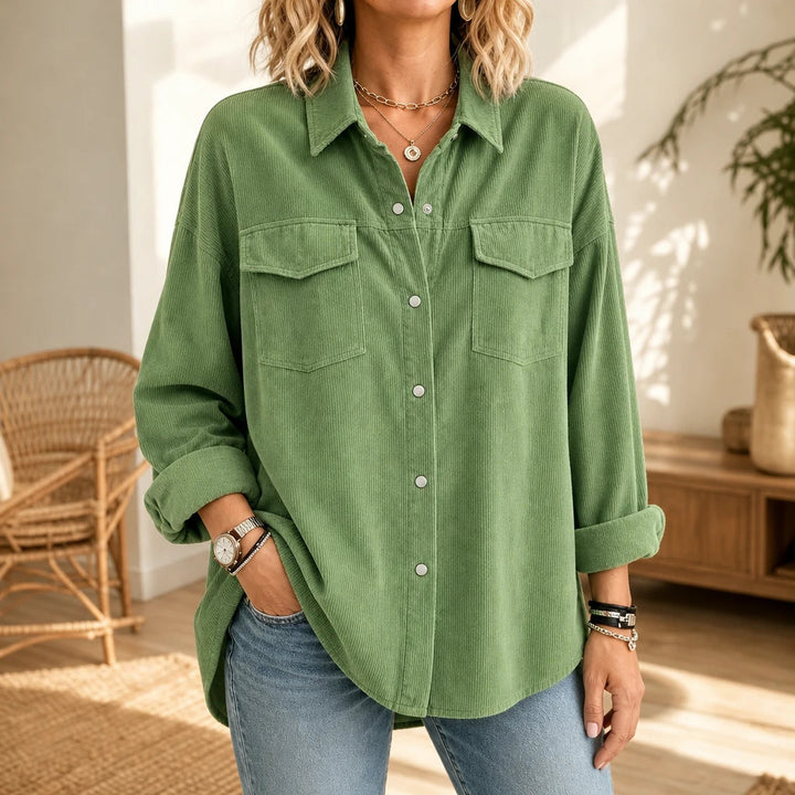 Women's Ribbed Corduroy Button-Front Shirt - Relaxed Fit