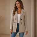 Women's Ribbed Knit Double-Breasted Cardigan - Longline