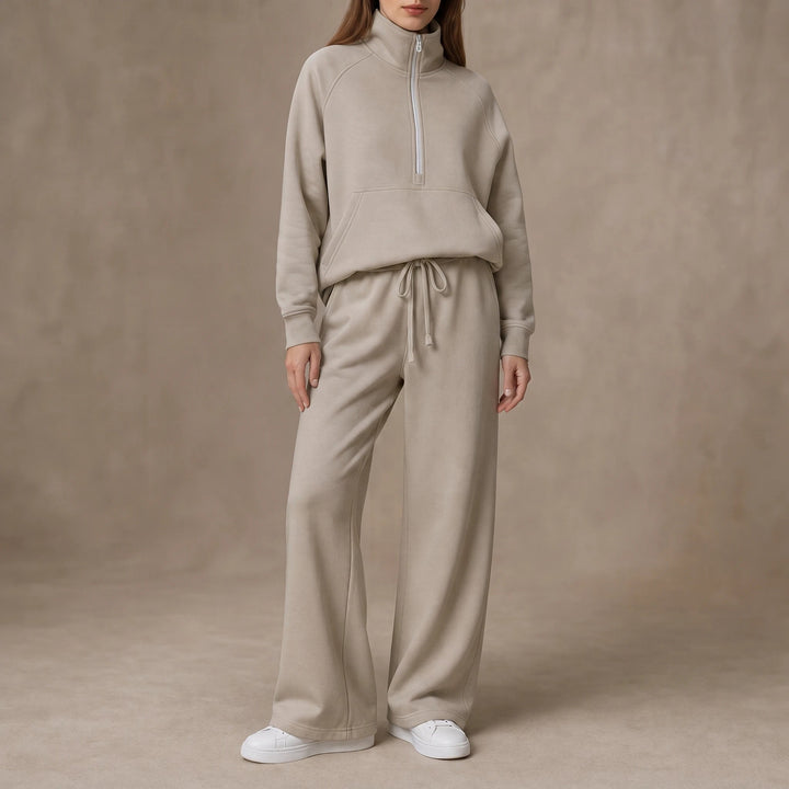 Women's Ribbed Oversized Lounge Set – Wide-Leg Pants & Top
