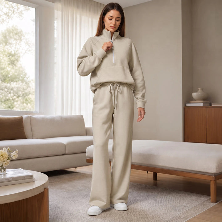 Women's Ribbed Oversized Lounge Set – Wide-Leg Pants & Top