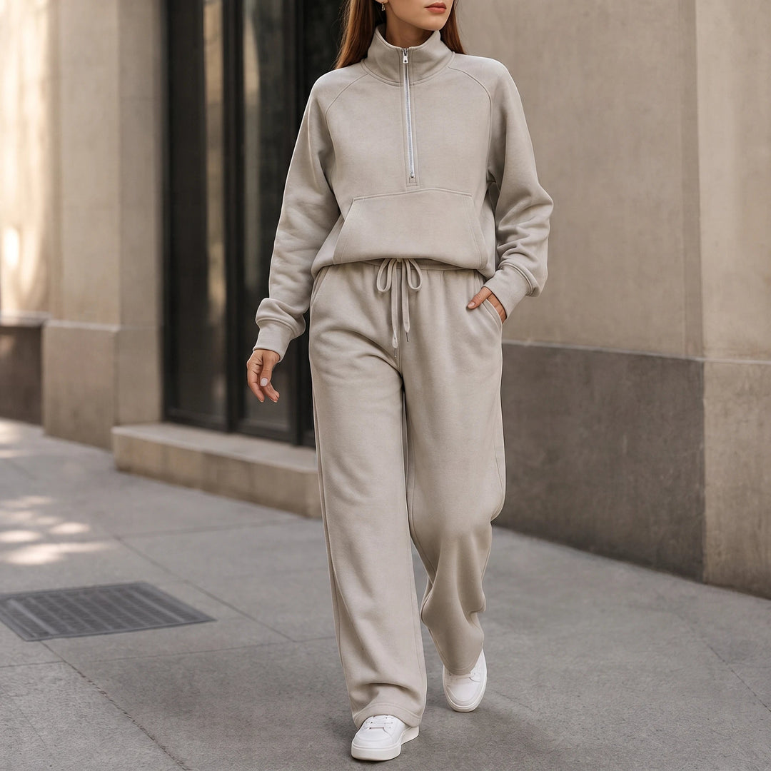 Women's Ribbed Oversized Lounge Set – Wide-Leg Pants & Top