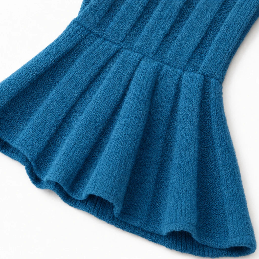 Women's Ribbed V-Neck Peplum Top - Fitted Waist Flare
