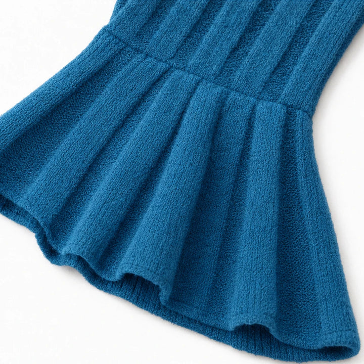 Women's Ribbed V-Neck Peplum Top - Fitted Waist Flare