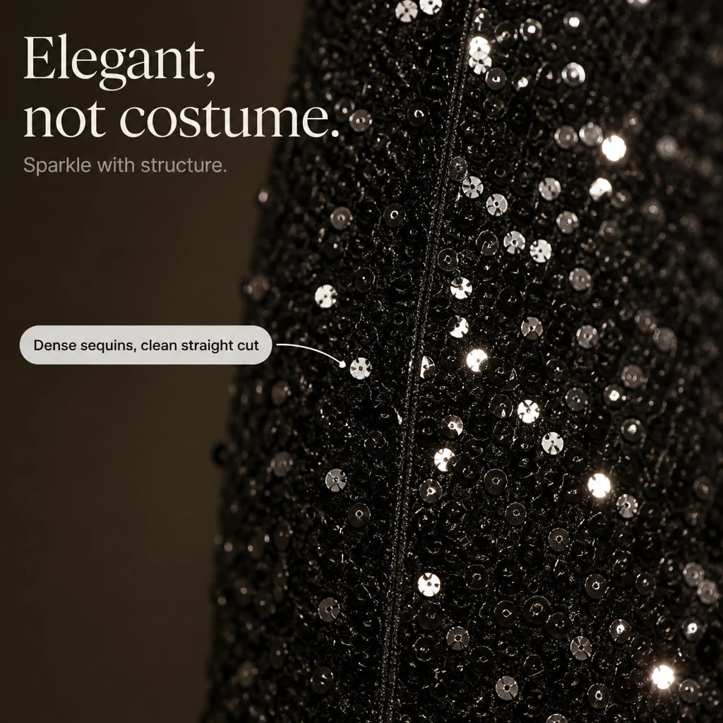Women's Sequin Straight-Leg Trousers - Party Sparkle