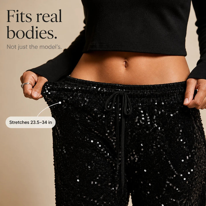 Women's Sequin Straight-Leg Trousers - Party Sparkle