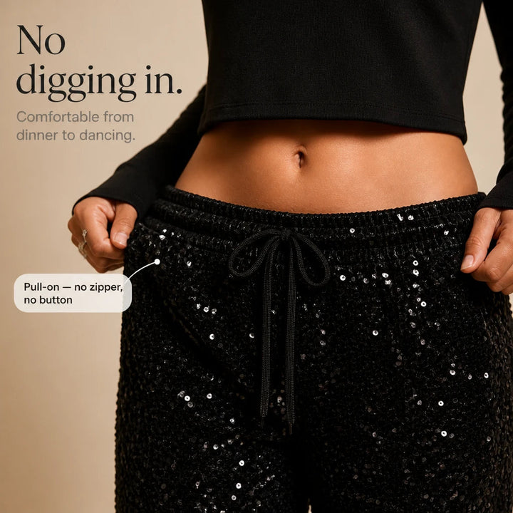 Women's Sequin Straight-Leg Trousers - Party Sparkle