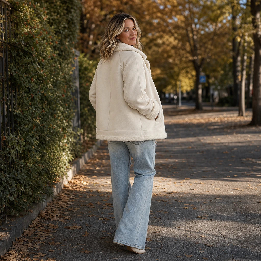 Women's Shearling-Trim Suede Jacket - Cozy Layering