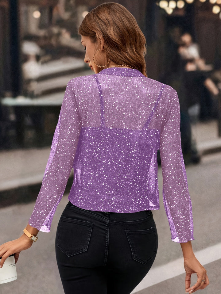 Women's Shimmer Cropped Jacket - 3/4 Sleeve
