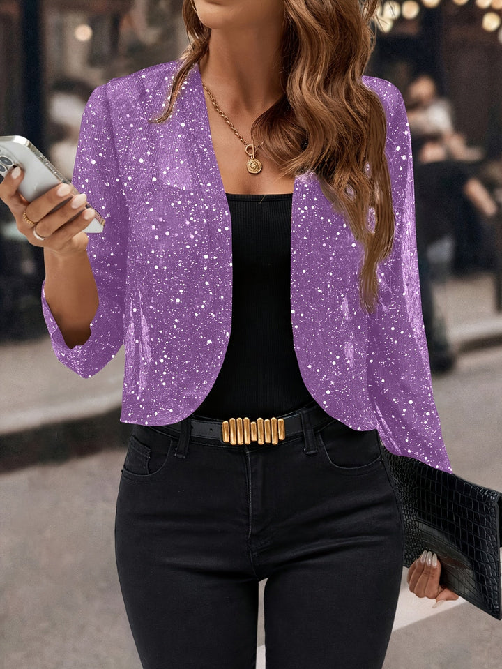 Women's Shimmer Cropped Jacket - 3/4 Sleeve