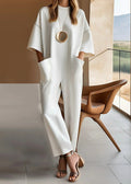 Women's Short-Sleeve Jumpsuit - Relaxed Elegant Fit