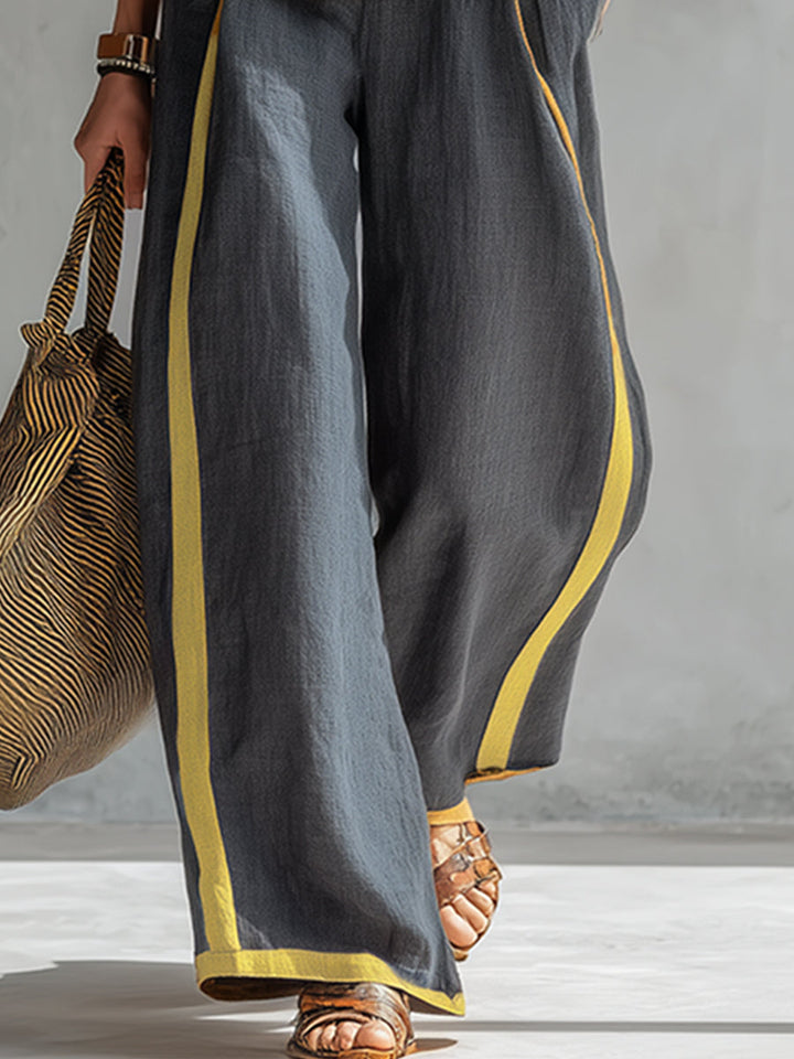 Women's Sleeveless Two-Piece Set - Wide-Leg Trousers