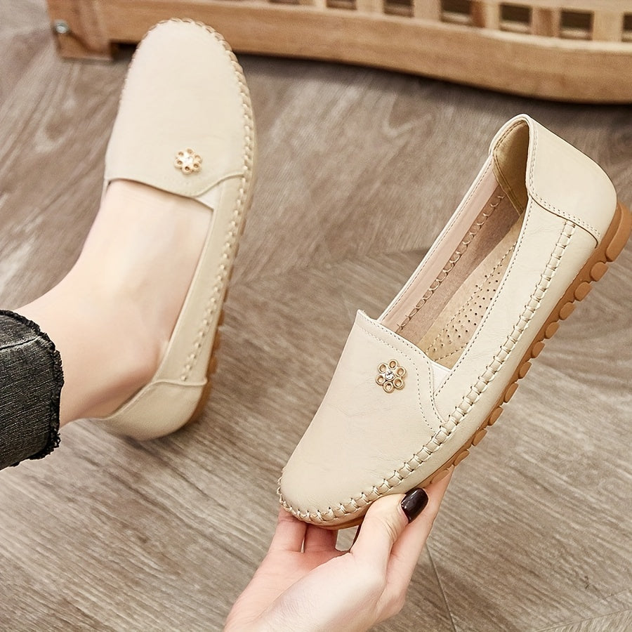Women's Soft Slip-On Loafers in beige, Effortless Comfort & Style