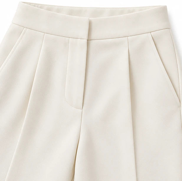Women's Stand-Collar Shirt and Cropped Trouser Set - Coordinated Work