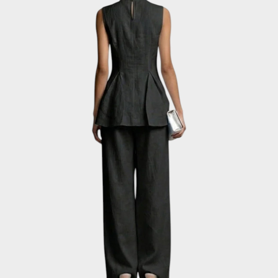 Women's Structured High-Neck Tailored Set - Sleek Two-Piece