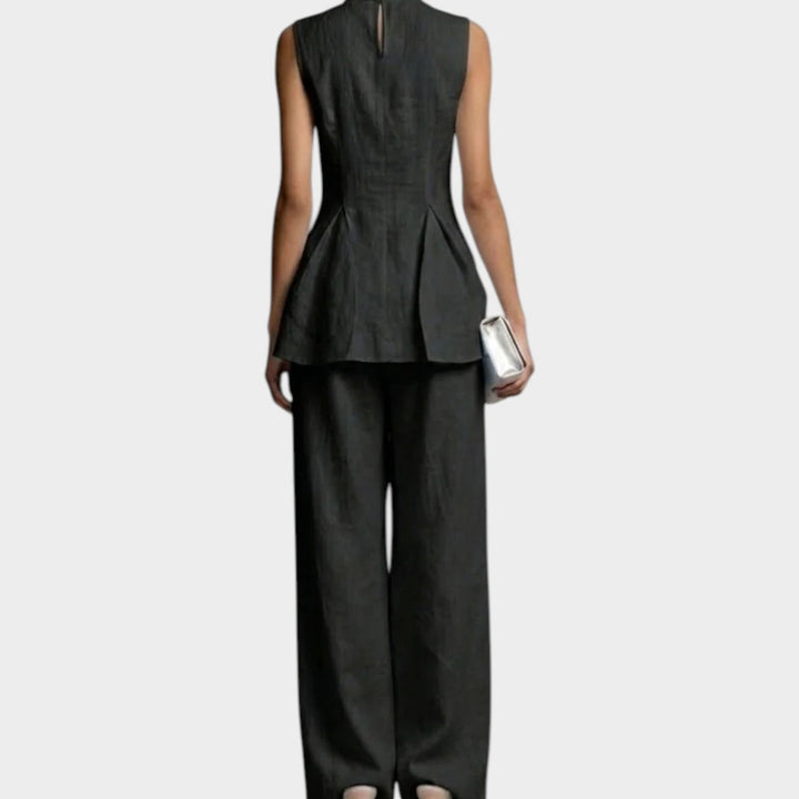 Women's Structured High-Neck Tailored Set - Sleek Two-Piece