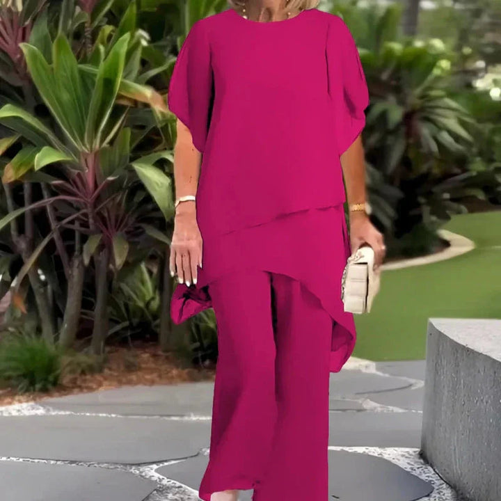 Women's Two-Piece Set - Relaxed Elegance - Pink