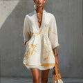 Women's V-Neck Mini Dress - Artistic Print