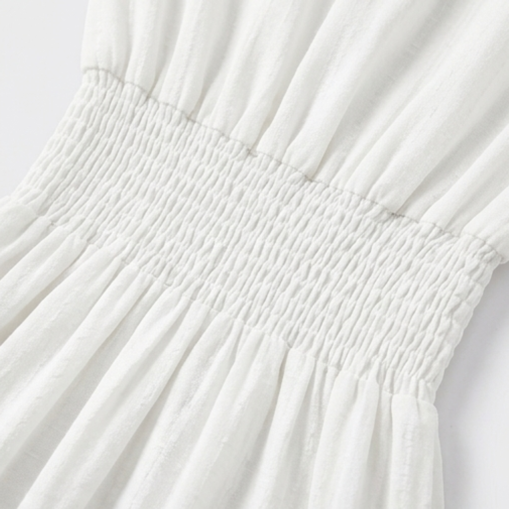 Women's V-Neck Tiered Maxi Dress with Smocked Waist - Summer