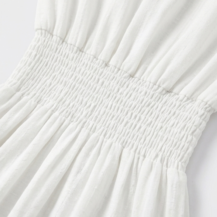 Women's V-Neck Tiered Maxi Dress with Smocked Waist - Summer