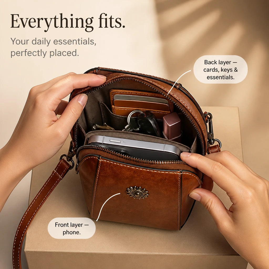 Women's Vintage Mini Crossbody Bag - Compact Leather