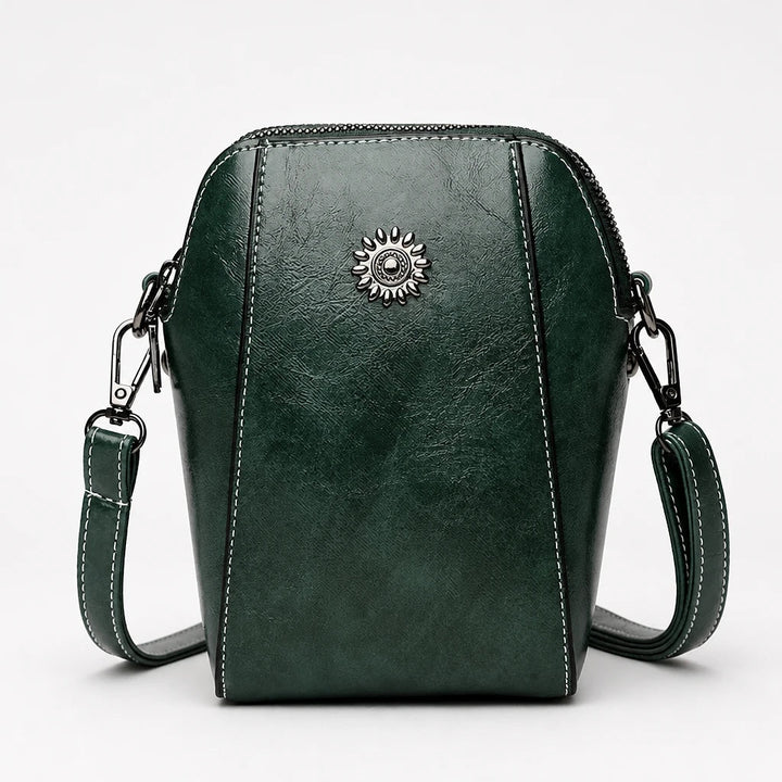 Women's Vintage Mini Crossbody Bag in green, Compact Leather