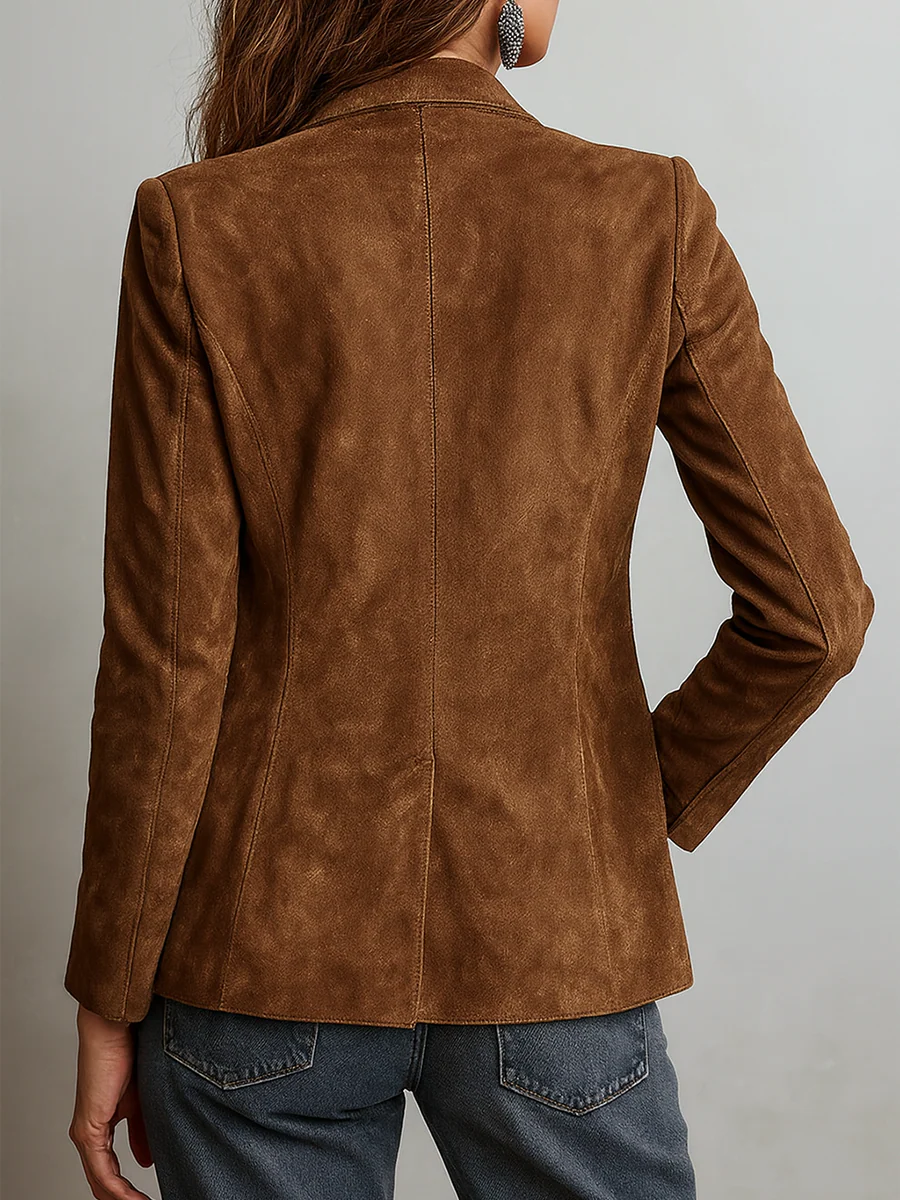 Women's Vintage Suede Jacket - Tailored Brown